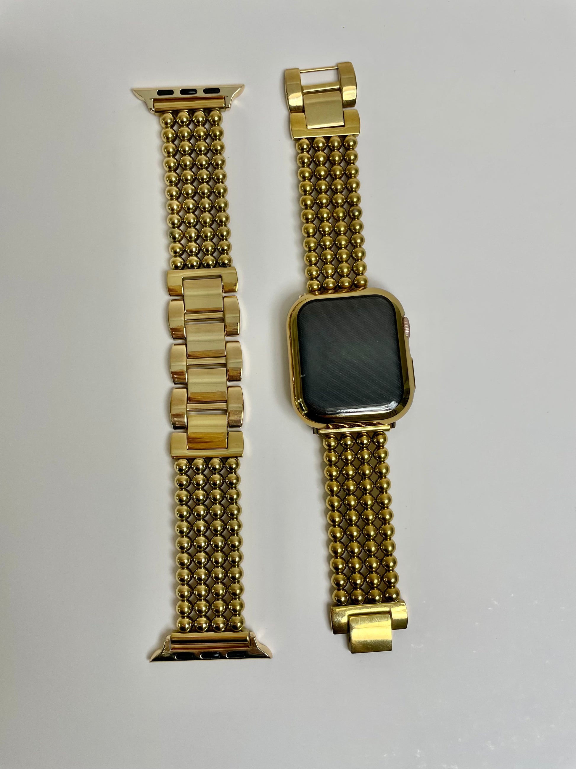 Beaded Apple Watch Band Gold Stainless Steel Vanytel